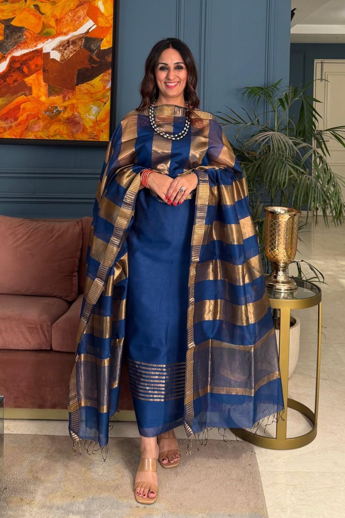 Maheshwari silk kurta dupatta set